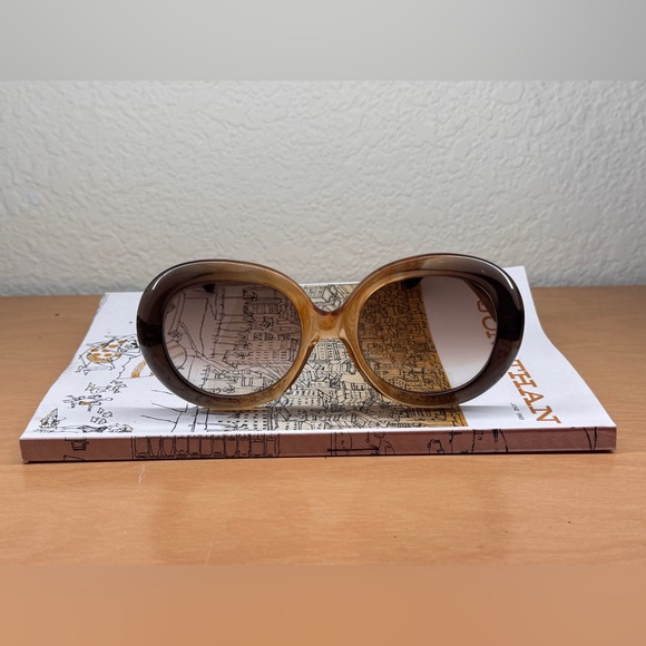 Late 60s Oversized Gradient Brown Round Sunglasses - Picture 2 of 7